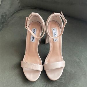 Steve Madden light mocha Open-Toe Ankle-Strap Block Heels